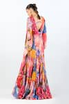 Shop_Limerick by Abirr N' Nanki_Multi Color Georgette Printed Floral Deep V Neck Laira Maxi Dress  _at_Aza_Fashions