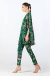 Limerick By Abirr N' Nanki_Green Georgette Printed Floral V Neck Renisa Tunic And Pant Set _Online_at_Aza_Fashions