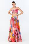 Buy_Limerick By Abirr N' Nanki_Multi Color Organza, Silk Embroidery Sweetheart Sonnet Floral Print Lehenga Set _Online_at_Aza_Fashions