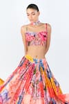 Shop_Limerick By Abirr N' Nanki_Multi Color Organza, Silk Embroidery Sweetheart Sonnet Floral Print Lehenga Set _Online_at_Aza_Fashions