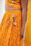 Kirti Agarwal - Pret N Couture Yellow Organza, Chanderi Lace Embellished Blouse Lehenga Set Online at Aza Fashions Kirti Agarwal - Pret N Couture_Yellow Organza, Chanderi Lace Embellished Blouse Lehenga Set _Online_at_Aza_Fashions