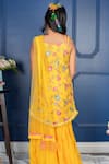 Shop Kirti Agarwal - Pret N Couture Yellow Silk, Sequins, Embroidery Flora Kurta Sharara Set at Aza Fashions Shop_Kirti Agarwal - Pret N Couture_Yellow Silk, Sequins, Embroidery Flora Kurta Sharara Set _at_Aza_Fashions