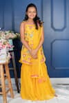 Shop Kirti Agarwal - Pret N Couture Yellow Silk, Sequins, Embroidery Flora Kurta Sharara Set Online at Aza Fashions Shop_Kirti Agarwal - Pret N Couture_Yellow Silk, Sequins, Embroidery Flora Kurta Sharara Set _Online_at_Aza_Fashions