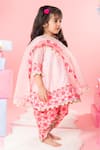 Kirti Agarwal - Pret N Couture_Pink Organza, Modal, Chanderi Silk, Cotton Floral Motif Print Kurta Dhoti Set _Online_at_Aza_Fashions