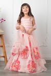 Shop_Kirti Agarwal - Pret N Couture_Pink Organza, Silk, Linen Embroidery Floral Bloom Lehenga Blouse Set _Online_at_Aza_Fashions