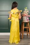 Shop_Kirti Agarwal - Pret N Couture_Yellow Organza, Satin, Cotton Mirrors Cold Shoulder Embroidered Jumpsuit _at_Aza_Fashions