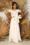 Buy_Kirti Agarwal - Pret N Couture_Off White Satin, Organza, Cotton Sequins Side Bow Embellished Jumpsuit _at_Aza_Fashions