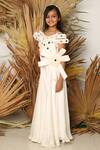Shop_Kirti Agarwal - Pret N Couture_Off White Satin, Organza, Cotton Sequins Side Bow Embellished Jumpsuit _at_Aza_Fashions