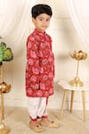 Kirti Agarwal - Pret N Couture Red Cotton Floral Print Kurta With Dhoti Pant Online at Aza Fashions Kirti Agarwal - Pret N Couture_Red Cotton Floral Print Kurta With Dhoti Pant _Online_at_Aza_Fashions