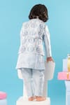 Shop Kirti Agarwal - Pret N Couture Blue Silk, Cotton Embroidery Floral Bundi Kurta Set at Aza Fashions Shop_Kirti Agarwal - Pret N Couture_Blue Silk, Cotton Embroidery Floral Bundi Kurta Set _at_Aza_Fashions