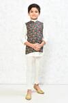 Buy_Samyukta Singhania_Blue Cotton Printed Floral Nehru Jacket _at_Aza_Fashions