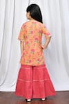 Shop_Samyukta Singhania_Peach Cotton Printed Floral Short Kurta And Sharara Set _at_Aza_Fashions