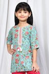 Buy_Samyukta Singhania_Blue Cotton Printed Floral Short Kurta And Sharara Set _Online_at_Aza_Fashions