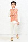 Buy_Samyukta Singhania_Peach Cotton Printed Floral Jacket _at_Aza_Fashions