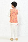 Shop_Samyukta Singhania_Peach Cotton Printed Floral Jacket _at_Aza_Fashions