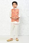 Buy_Samyukta Singhania_Peach Cotton Printed Floral Jacket _Online_at_Aza_Fashions