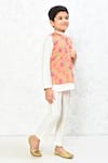 Shop_Samyukta Singhania_Peach Cotton Printed Floral Jacket _Online_at_Aza_Fashions