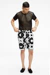 Buy_Terra Luna_Black 100% Organic Handloom Cotton Printed Moonglow Laroc Shorts _at_Aza_Fashions