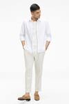 Buy_Terra Luna_White 100% Organic Khadi Oxford Cotton Zouk Handloom Shirt _at_Aza_Fashions