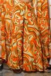 Buy_Ahi Clothing_Orange Heavy Crepe Wave Print Longline Cape Palazzo Set