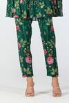 Buy_Limerick By Abirr N' Nanki_Green Georgette Printed Floral V Neck Renisa Tunic And Pant Set 