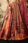 Cedar & Pine_Multi Color Organza Floral Foil Print Block Lehenga Blouse Set  _at_Aza_Fashions