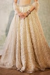 Shop_Cedar & Pine_Ivory Velvet, Organza, Tulle Pearls, Sequins, Waves Work Lehenga Blouse Set _Online_at_Aza_Fashions