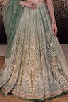 Cedar & Pine_Green Organza Embroidered Hand Embellished Bridal Lehenga Set  _at_Aza_Fashions