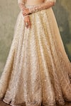 Cedar & Pine_Ivory Organza Embroidered Hand Mirror And Pearl Bridal Lehenga Set  _at_Aza_Fashions