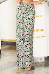 Buy Ahi Clothing Green Crepe Zari, Embroidery V-neck Floral Printed Cape Sleeve Skirt Set Buy_Ahi Clothing_Green Crepe Zari, Embroidery V-neck Floral Printed Cape Sleeve Skirt Set