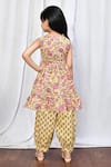 Shop_Samyukta Singhania_Yellow Cotton Printed Floral Kurta And Afghani Pant Set _at_Aza_Fashions