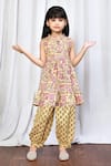 Samyukta Singhania_Yellow Cotton Printed Floral Kurta And Afghani Pant Set _Online_at_Aza_Fashions