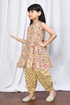 Buy_Samyukta Singhania_Yellow Cotton Printed Floral Kurta And Afghani Pant Set _Online_at_Aza_Fashions