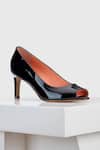 Buy Oroh Black Embroidery Genuine Leather Peep Toe Heels Buy_Oroh_Black Embroidery Genuine Leather Peep Toe Heels