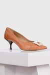 Oroh_Brown Stones Embellished Leather Pumps _at_Aza_Fashions