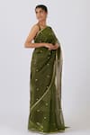 Shop_Shimai Jayachandra_Green Silk Organza Embroidered Floral Raindrops On Wild Moss Saree With Blouse _Online_at_Aza_Fashions