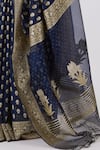Shop_Shimai Jayachandra_Blue Silk Garden Of Paradise Saree With Unstitched Blouse Piece _Online_at_Aza_Fashions