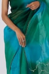 Shop_Shimai Jayachandra_Green Silk Organza Embroidered Geometric Whispering Waves Saree With Blouse _Online_at_Aza_Fashions