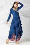 Shop_Adamantia_Blue Muslin Silk Embroidery Placket Angrakha Anarkali And Palazzo Set  _at_Aza_Fashions