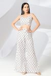 Buy_Adamantia_Off White Muslin Silk Ikat Print Cape Flared Pant Set_Online_at_Aza_Fashions
