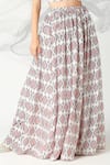 Adamantia_Off White Muslin Silk Ikat Print Lehenga And Blouse Set _at_Aza_Fashions