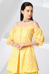 Adamantia_Yellow Muslin Silk Printed And Hand Embroidered Kurta & Sharara Set  _at_Aza_Fashions