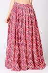 Shop_Adamantia_Red Muslin Silk Floral Print Lehenga And Blouse Set_Online_at_Aza_Fashions