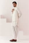 Buy_Devnaagri_Ivory Cotton Silk Blend Pintuck Textured Bundi And Kurta Set _at_Aza_Fashions