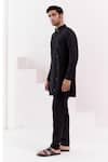Devnaagri_Black Cotton Silk Blend Embroidery Tonal Geometric Kurta With Pant _Online_at_Aza_Fashions