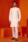 Buy_Devnaagri_Ivory Cotton Silk Blend Plain Pintuck Pattern Straight Kurta With Pant _at_Aza_Fashions