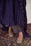 Hirika & Dhruti_Purple Chanderi, Cotton, Organza Tulip Embroidered Pleated Anarkali Pant Set _Online_at_Aza_Fashions