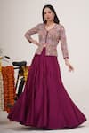 Buy_Hirika&Dhruti_Pink Silk Chanderi Paisley Bloom Jacket Blouse With Lehenga _at_Aza_Fashions