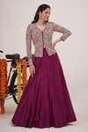 Shop_Hirika&Dhruti_Pink Silk Chanderi Paisley Bloom Jacket Blouse With Lehenga _at_Aza_Fashions