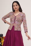 Buy_Hirika&Dhruti_Pink Silk Chanderi Paisley Bloom Jacket Blouse With Lehenga _Online_at_Aza_Fashions